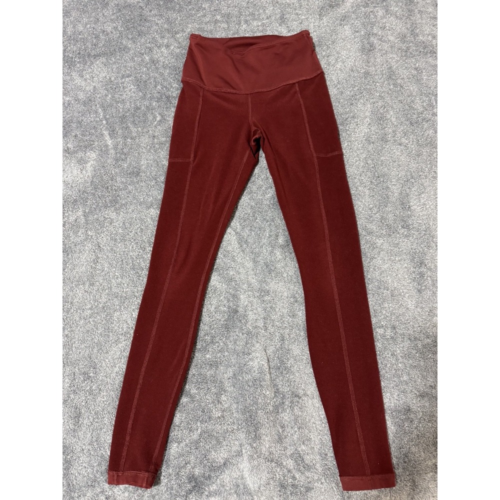 90 Degree by Reflex Womens High Waist Leggings Burgundy Maroon Side Pockets‎ XS - Picture 7 of 7